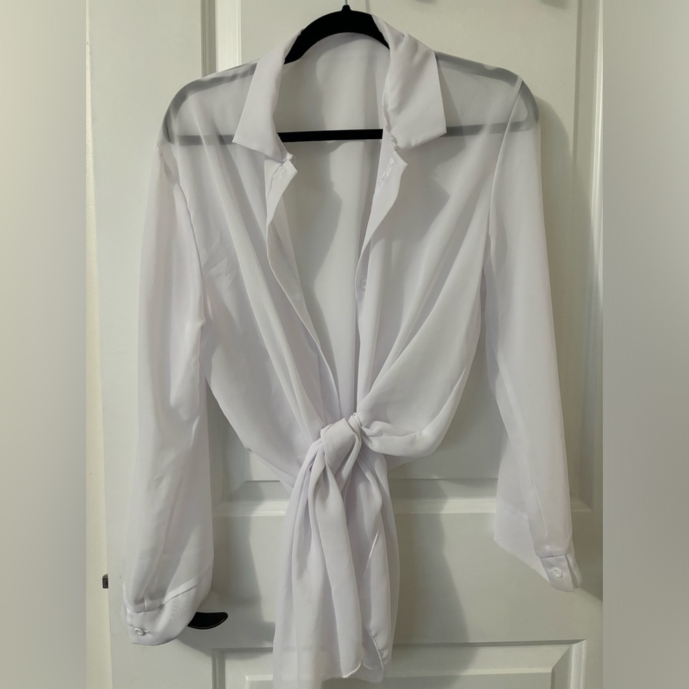 White Tie-Front Cover Up